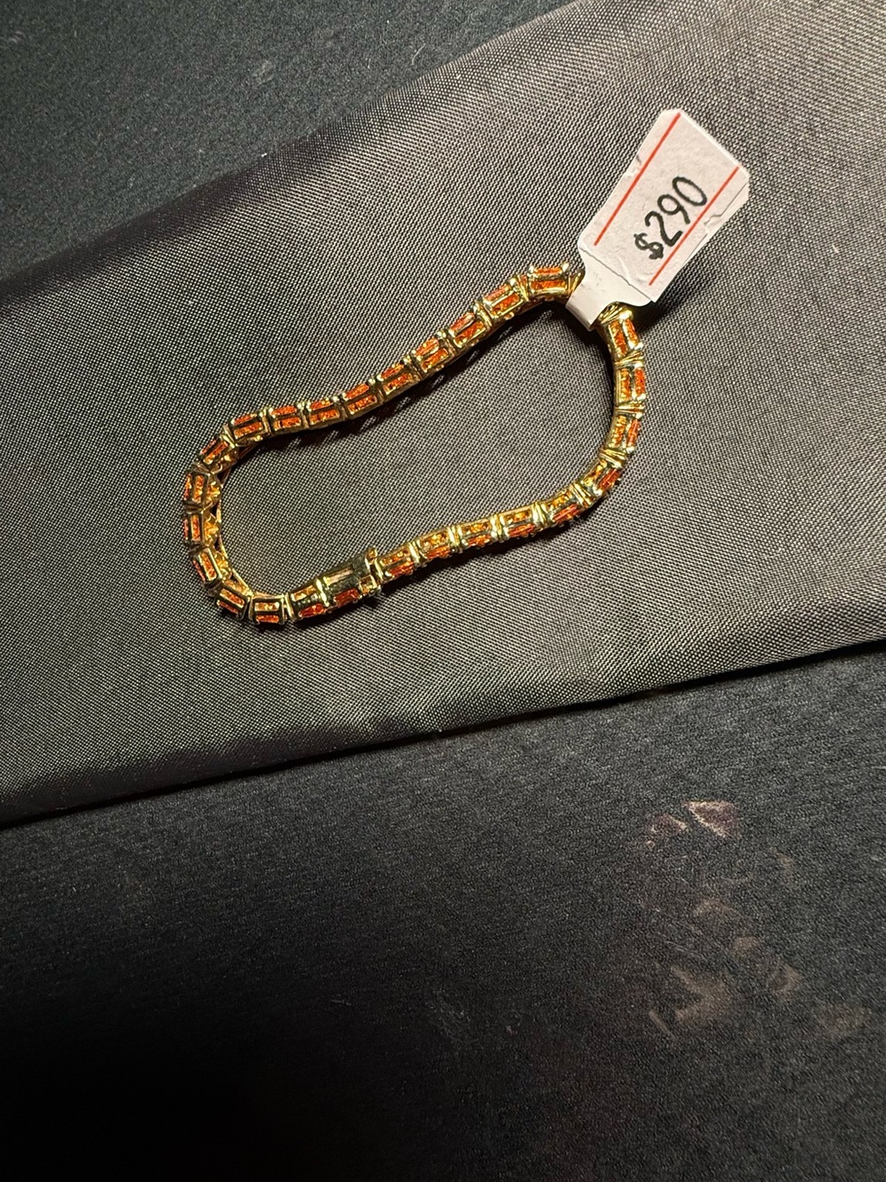 Brand New Elegant Women's Amber/Orange CZ Triangular Tennis Bracelet it’s rare! - Picture 5 of 5